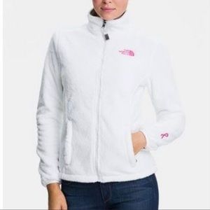 The North Face - White And Pink Fuzzy Jacket